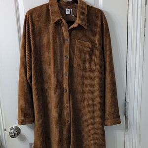 Simons twik Women's XL Velvet Tan  Corduroy Look Dress